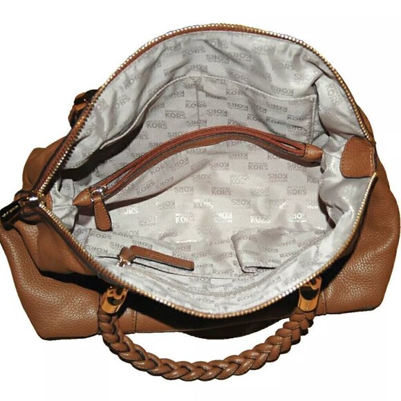 Michael Kors MK Soft Leather Handbag Medium Large Tote Zippered Purse EUC - Picture 6 of 12